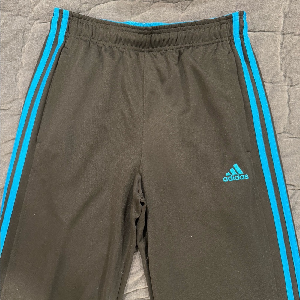 Adidas Black Joggers with Blue Accents